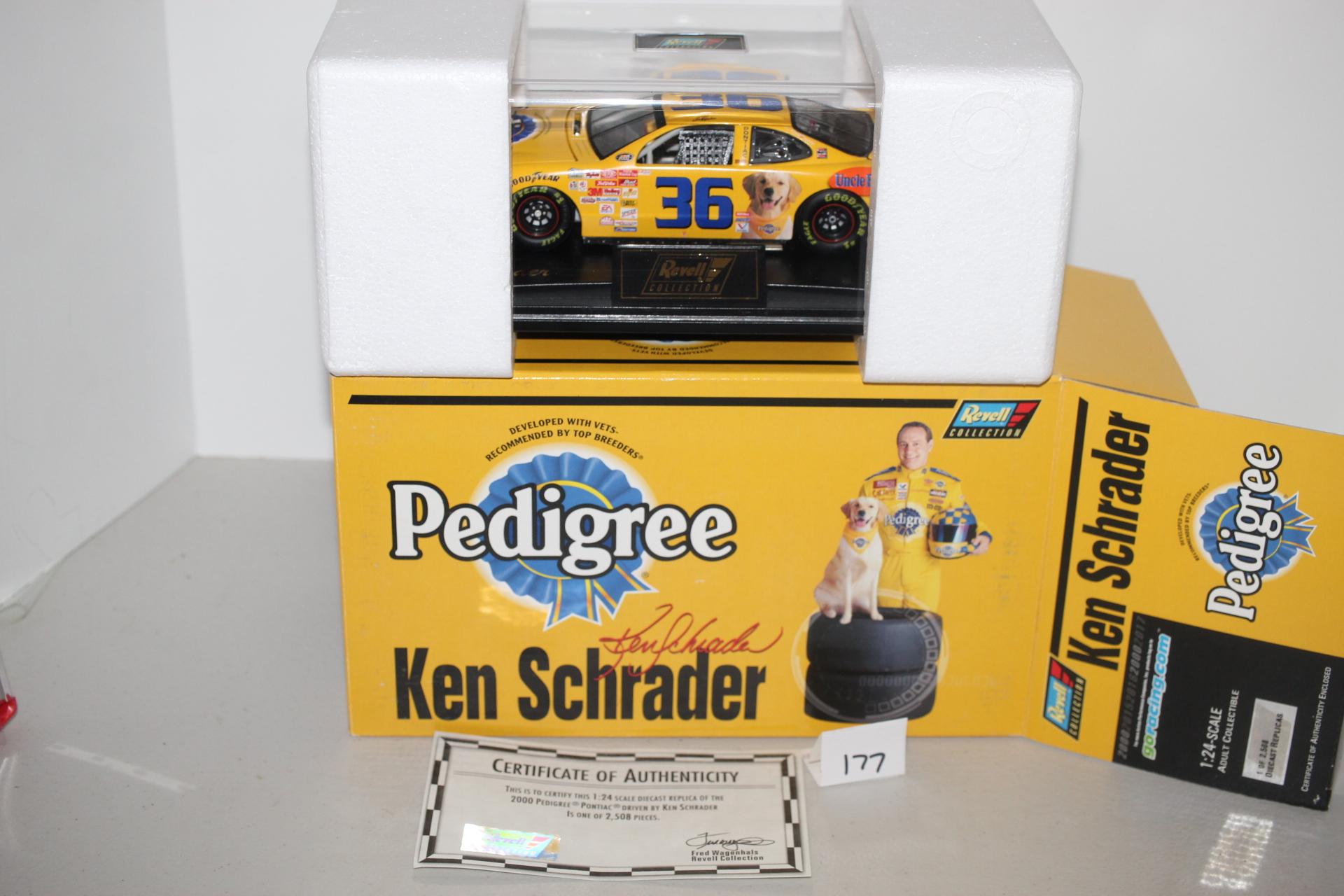 Ken Schrader #36 2000 Pedigree Pontiac Die Cast Replica, 1:24 Scale, Revell, COA