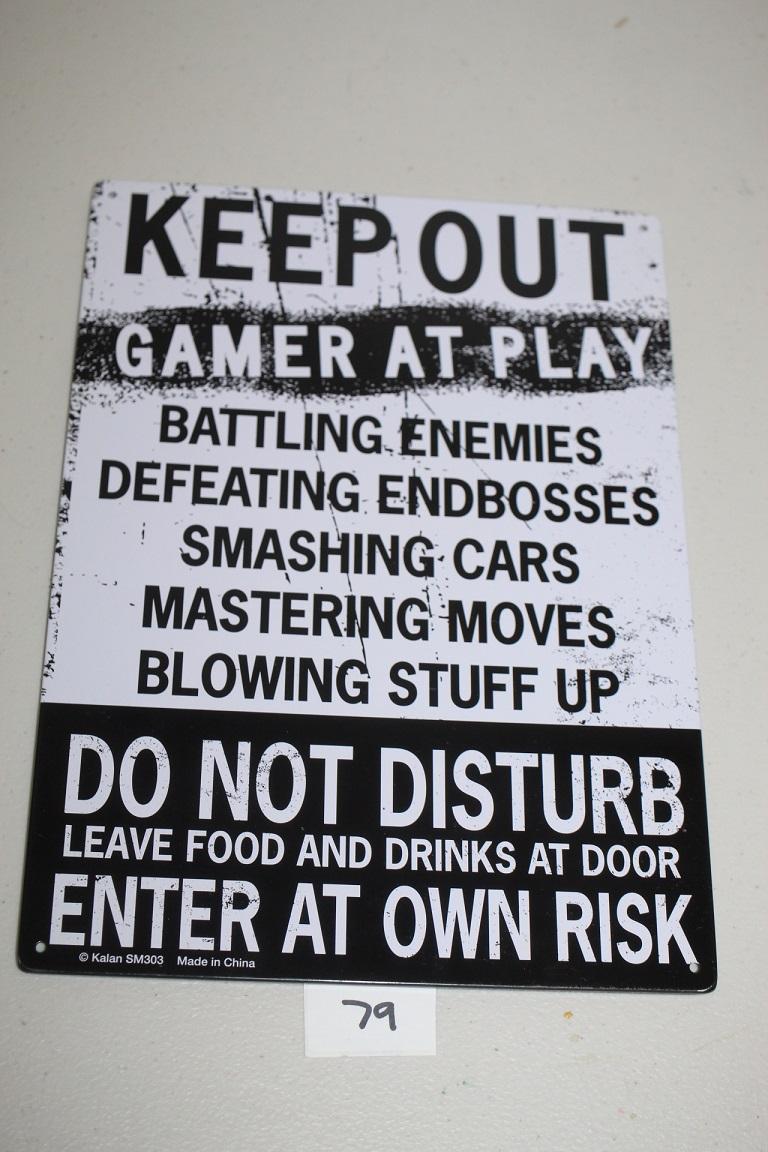 Keep Out Gamer At Play Sign, Metal, 11 1/2" x 8 1/4"