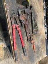 (4) Pipe Wrenches, up to 14", & Bolt Cutter