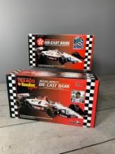 Texaco Mario and Michael Andretti Indy Car and Road Course 1:24 scale Die Cast Bank Cars