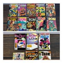 A Group of 16 Various Marvel Comic Books Including The Thing, ROM Spaceknight, and More!