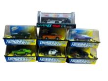 Group of Six Johnny Lightning Thunderjet 500 and one TOMY Slot Cars