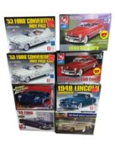 Group of Eight Plastic Model Kits - AMT, Revell, Lindberg Classic Cars