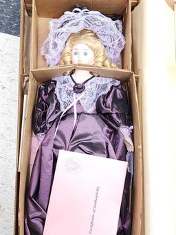 (2) large porcelain collector's dolls in boxes