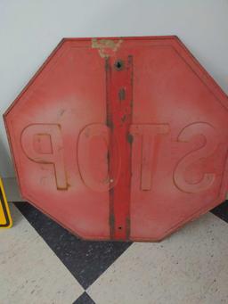 Early Embossed Stop Sign Embossed raised letters