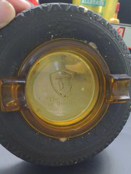 Vintage Firestone Rubber Tire Ashtray oil can lot