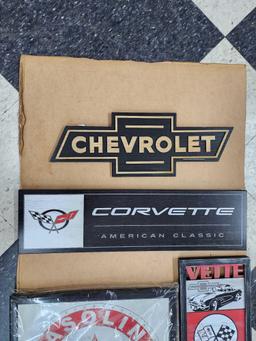 (5) Contemporary Texaco & Chevrolet Corvette Signs & Lights