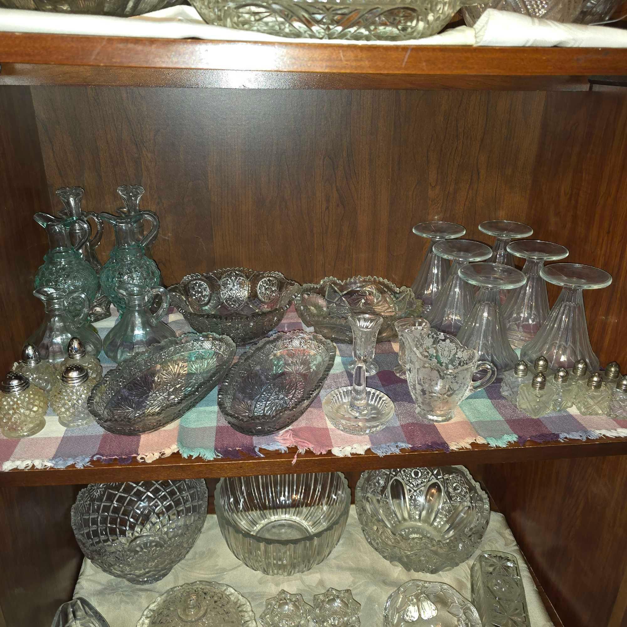 Contents of Cabinet - Patternware, Shakers, & Assorted Glassware