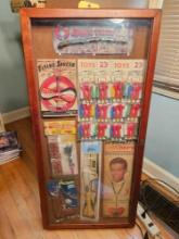 Assortment of Vintage Space Toys in Wooden Showcase