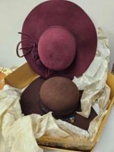 2 lady's hats with box