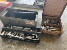 2 Tool boxes with socket wrenches and sockets