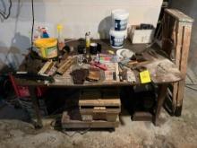 Workbench, tools, shelf, painting items