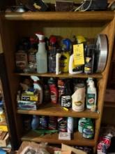 shelf with cleaners for cars