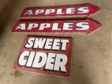 Vintage Wood Apples and Sweet Cider Painted Wood Signs
