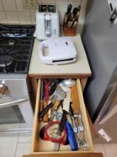 Toaster, Drawer Contents, Utensils, Knives, and more