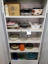 Cabinet Contents, Kitchen items, Corning ware, Coke items