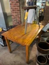 Wooden Table & Small Stool