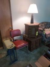 2 Side Tables, Chair, Stand, & Small Lamp