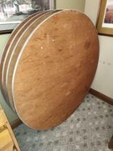15 Wood Round Folding Tables ( please don't come til 1pm for tables)