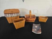 4 Longaberger Baskets and Book