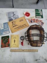 Vintage Baseball Related Items, Cleveland Indians Autographed Pictures, Bob Feller Pin, Catchers