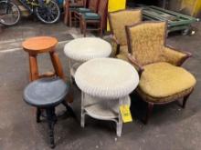 Stools, Wicker End Stands, Upholstered Chairs
