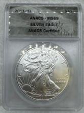 2011s Graded American Silver Eagle .999 Silver MS69