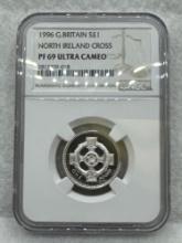 1996 Great Britain 1 Pound North Ireland Cross Graded PF69 Ultra Cameo