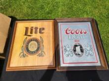 Coors and Miller light beer signs