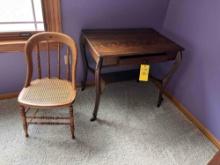 Vintage wooden table with chair