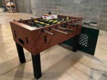 Foosball table with ping pong top and paddles