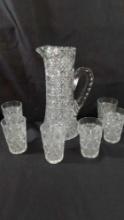 Antique Crystal pitcher and glasses set