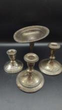 Sterling Silver Scrap lot Compote and candle holders