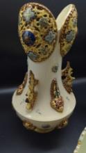 Vintage Fischer J. Budapest Hand Painted Porcelain Vase lot As-Is