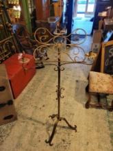 Vintage metal music stand/podium with candle holders, gold finish paint