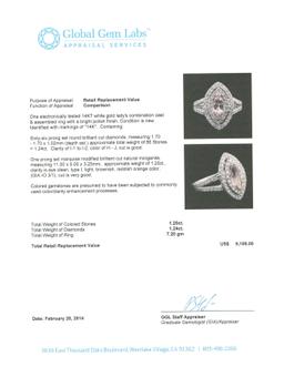 14KT White Gold 1.20 ctw Morganite and Diamond Ring