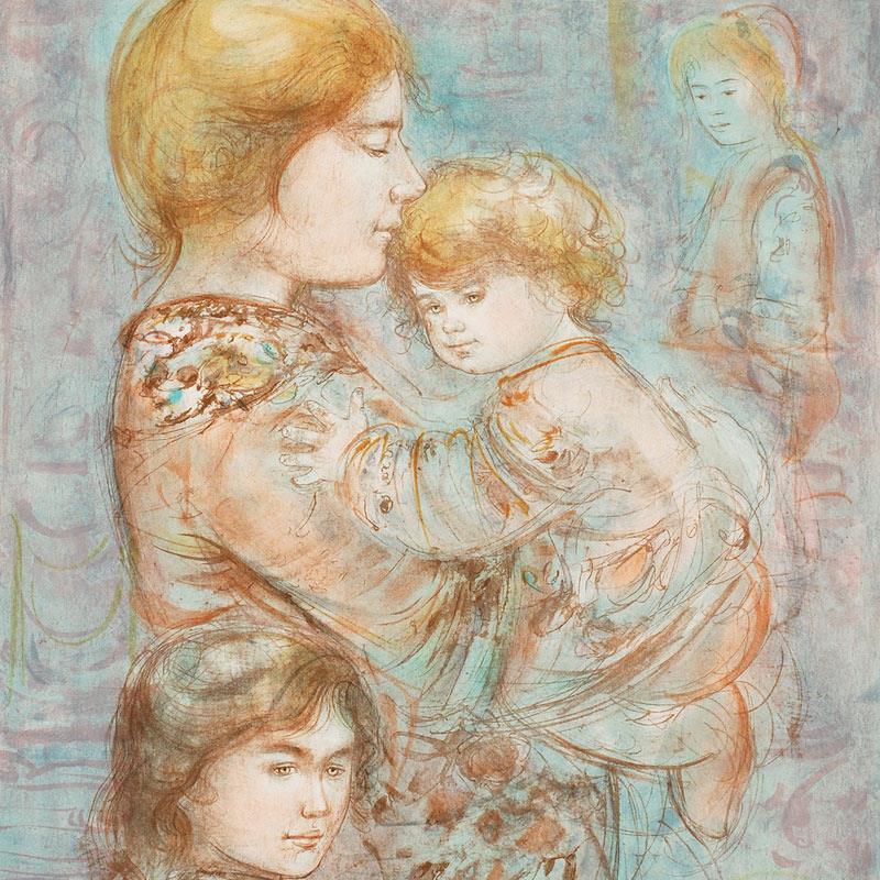 Woman with Children by Hibel (1917-2014)