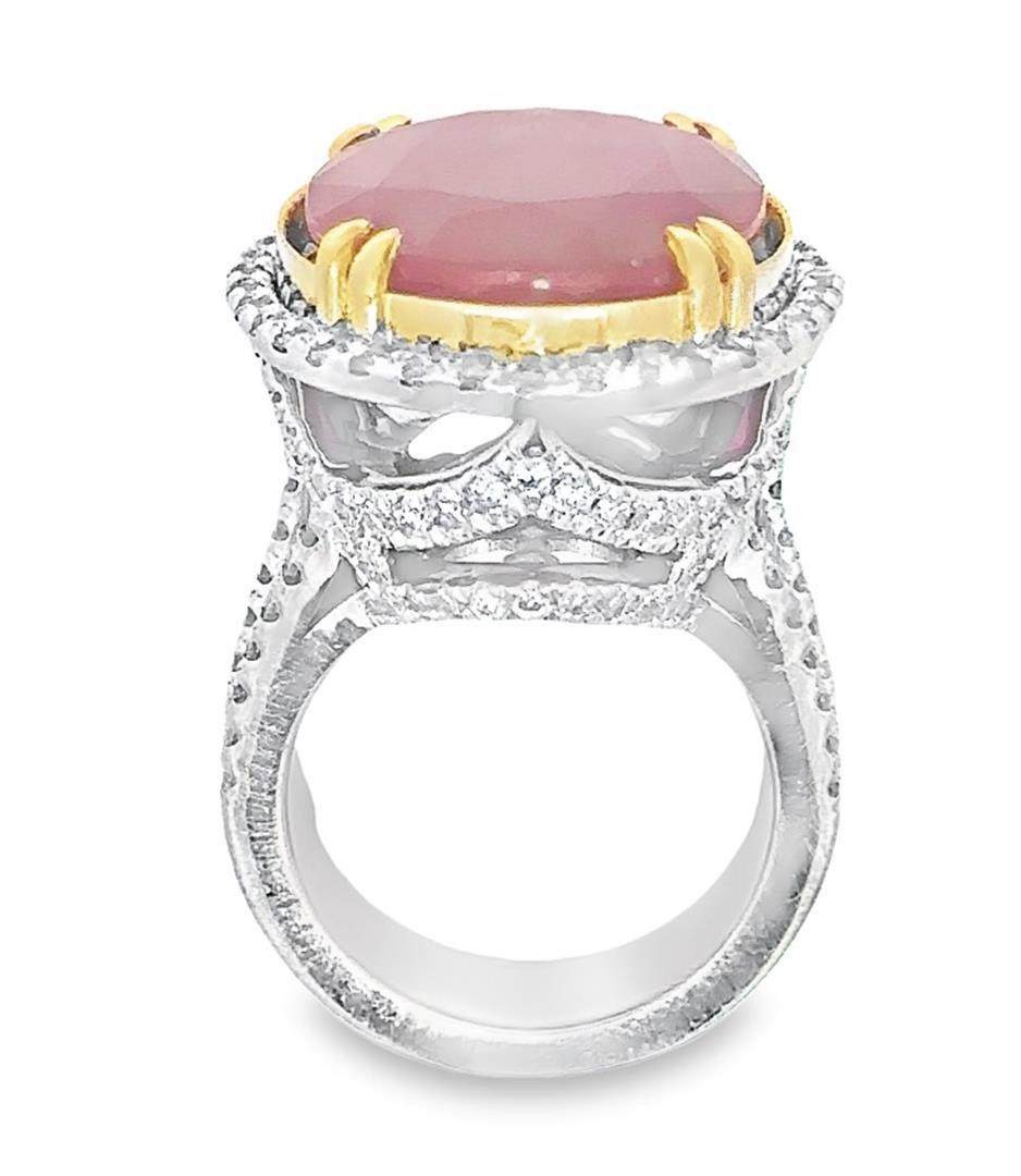 20.60 ctw Ruby and 2.60 ctw Diamond Ring - 18KT White and Yellow Gold
