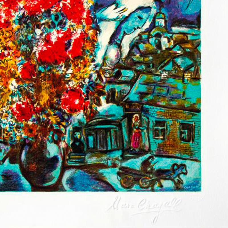 Le Boutique Et Le Village Bleu by Chagall (1887-1985)
