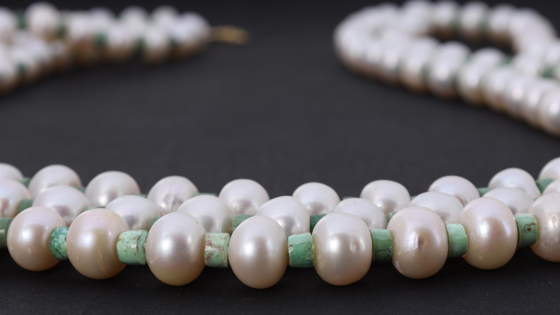 Three-Strand Pearl & Antique Peruvian Bead Necklace