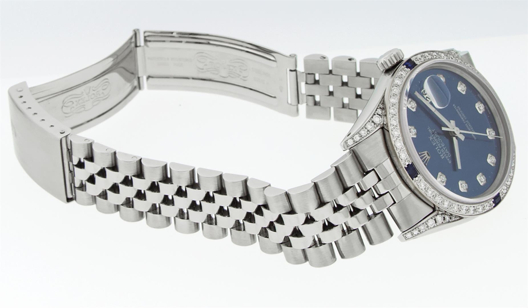 Rolex Mens 36MM Stainless Steel Blue Diamond And Sapphire Datejust