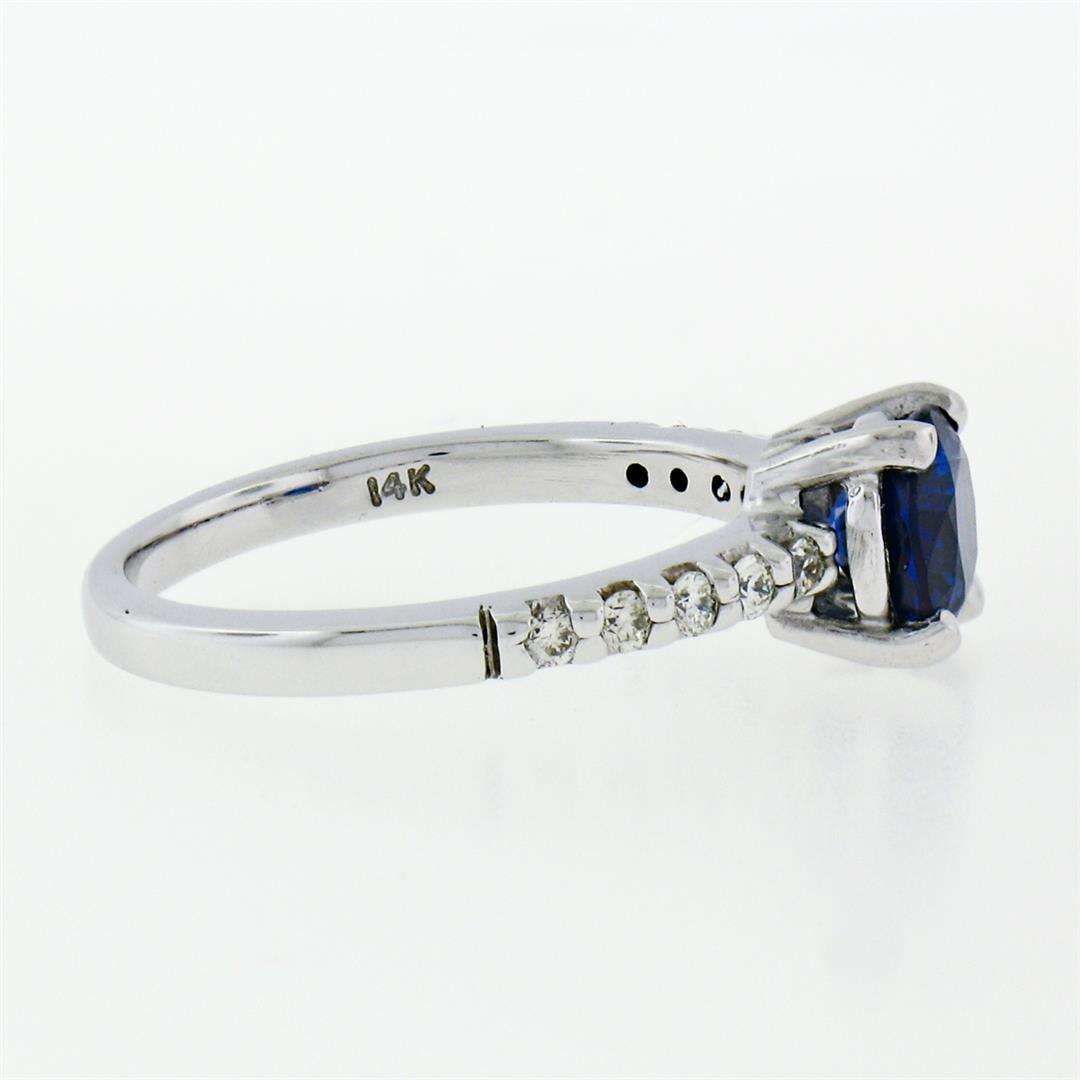NEW 14K White Gold 1.30 ctw GIA Oval Sapphire Solitaire & Diamond Engagement Rin