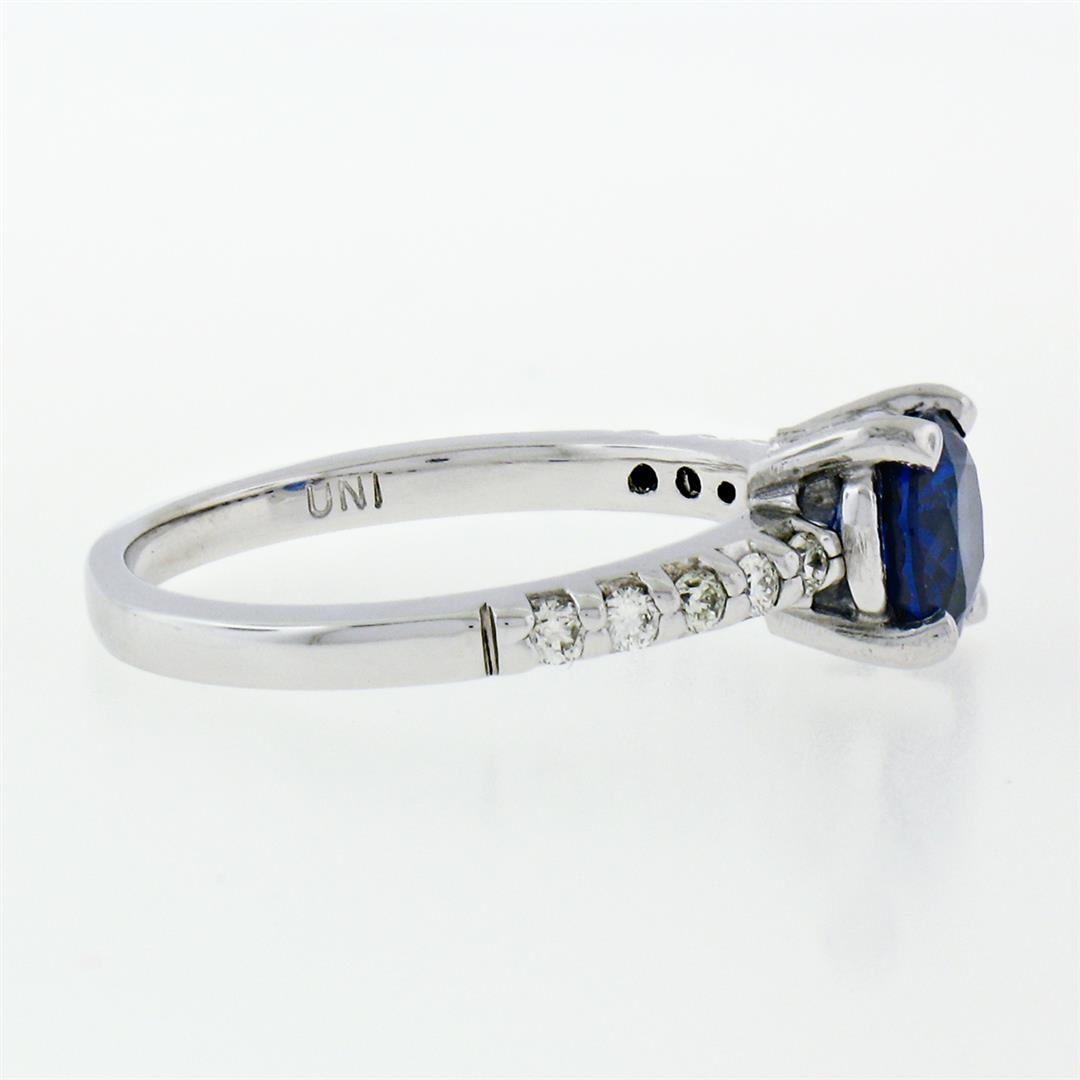 NEW 14K White Gold 1.30 ctw GIA Oval Sapphire Solitaire & Diamond Engagement Rin