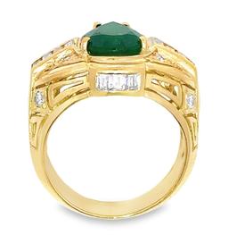 2.64 ctw Emerald and 1.50 ctw Diamond Ring - 18KT Yellow Gold