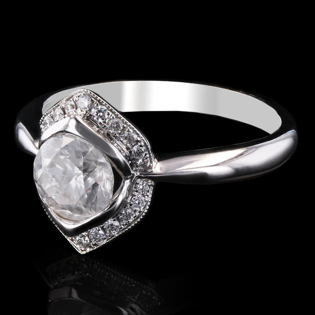 1.09 ctw CENTER Diamond 18K White Gold Ring (1.23 ctw Diamonds)