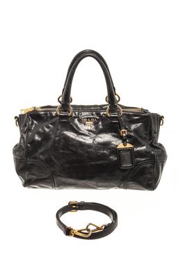 Prada Black Shine Leather 2Way Satchel Bag