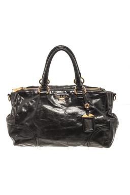 Prada Black Shine Leather 2Way Satchel Bag