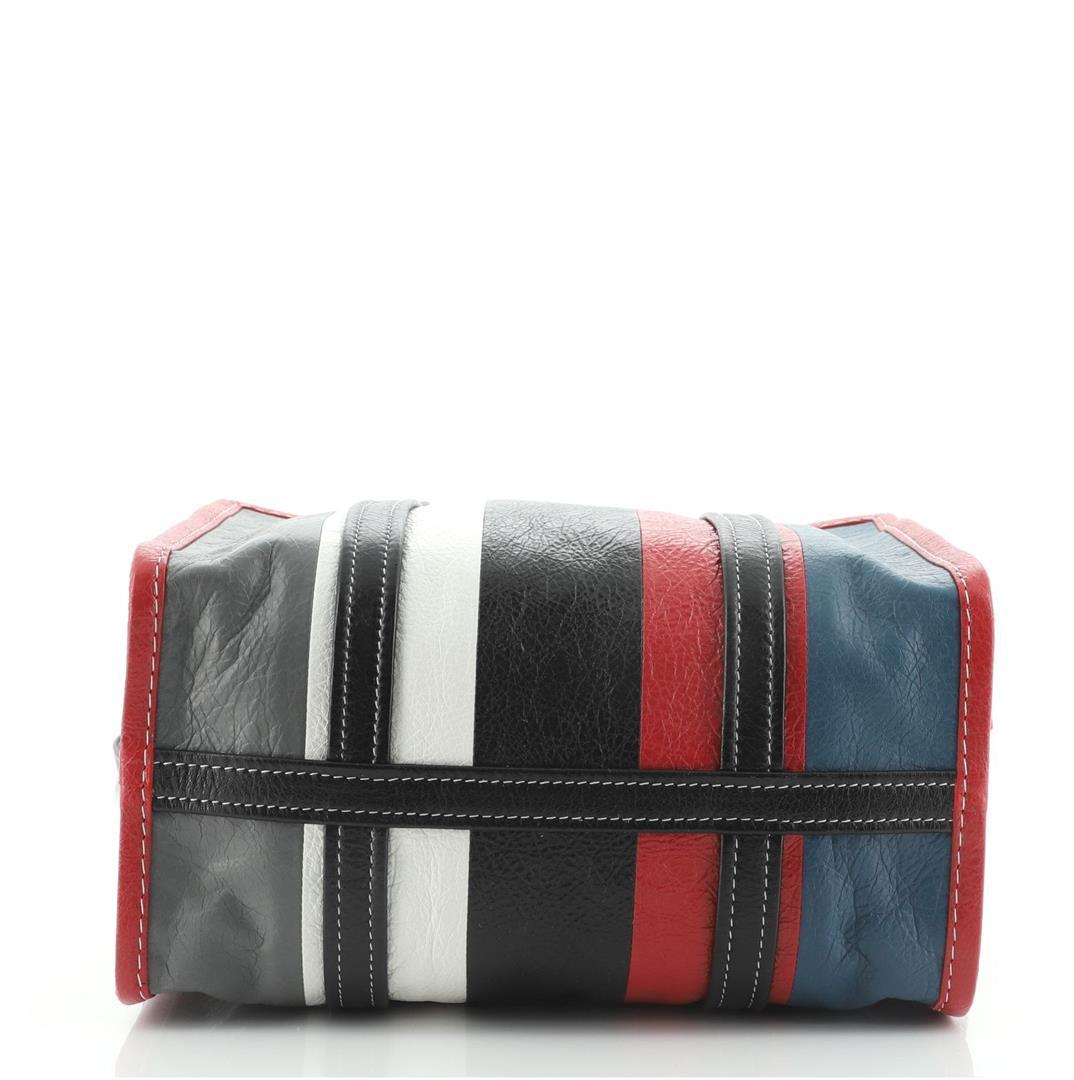 Balenciaga Bazar Convertible Tote Striped Leather Small Blue, Multicolor, Red, W