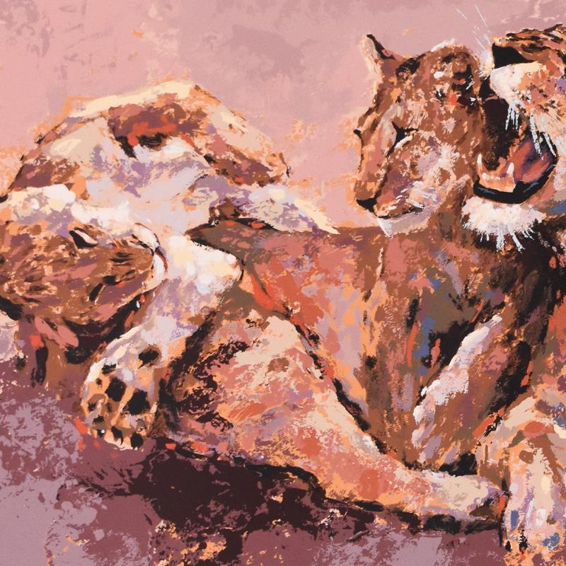 Lioness & Her Cubs by Mark King (1931-2014)