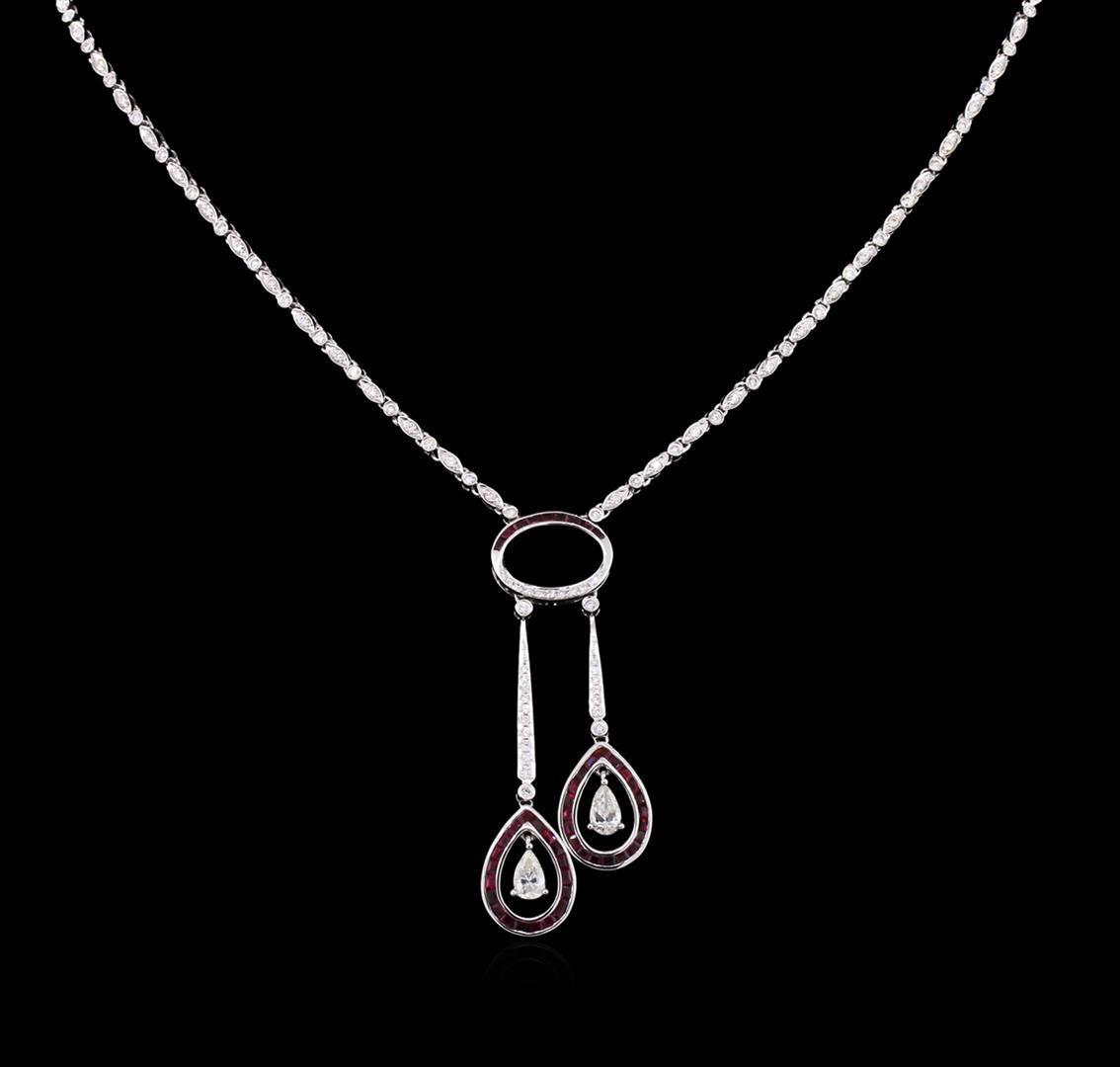 18KT White Gold 2.50 ctw Ruby and Diamond Necklace